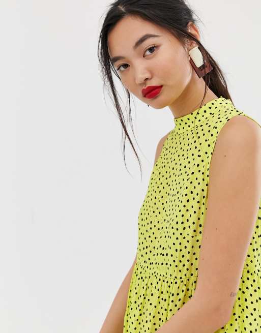 Asos yellow outlet polka dot dress