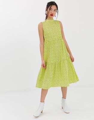 mango green polka dot dress