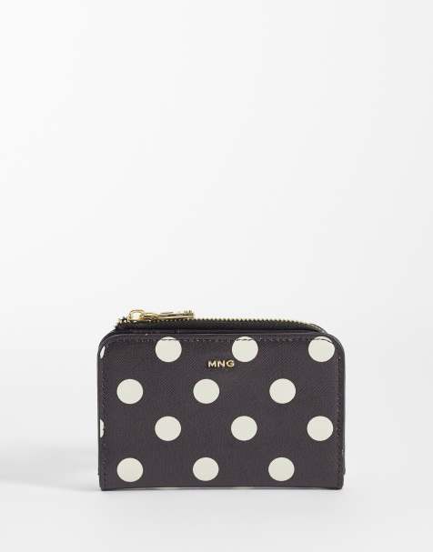 Mango polka dot wallet in brown - view 1