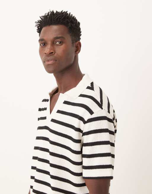 Mango - Polo a maniche corte in misto cotone bianca a righe nere vestibilità comoda, 4 di 5