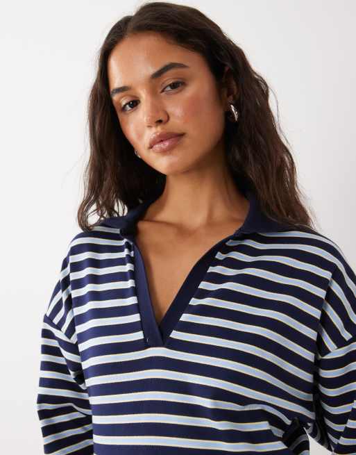 Mango polo a maniche lunghe a righe blu, 3 di 4