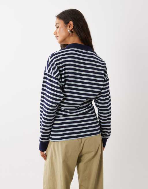 Mango polo a maniche lunghe a righe blu, 4 di 4