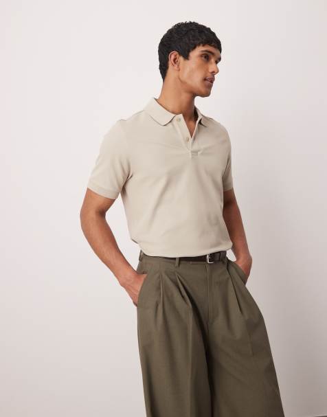 Mango - Polo con colletto con rever in jersey beige chiaro - view 1