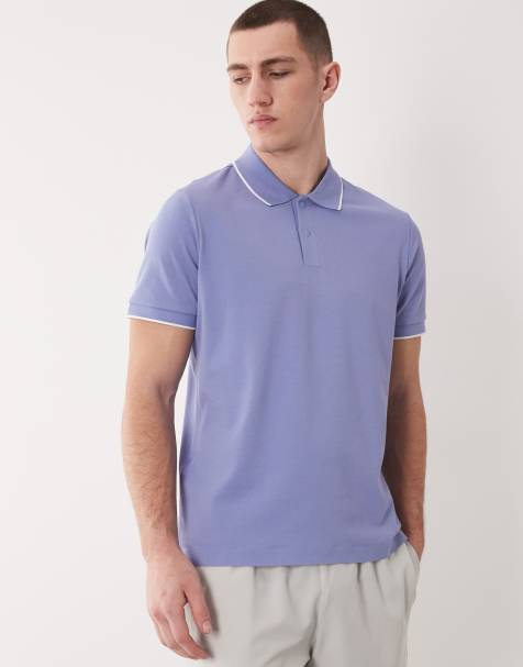 Mango - Polo de sport en tissu thermorégulateur avec bords contrastants - Bleu pâle - view 1