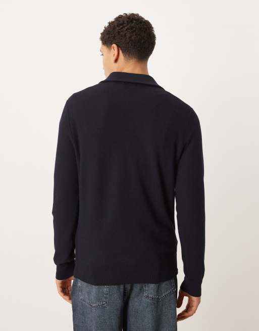 Mango - Polo en coton mélangé à col zippé - Bleu marine, 5 de 5