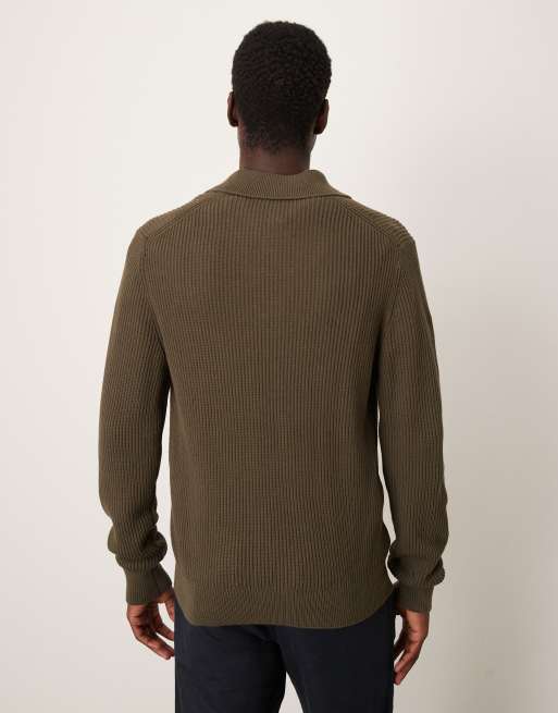 Mango - Polo en maille à col ouvert - Vert foncé, 3 de 5