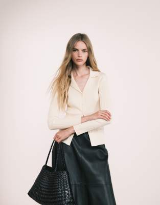 Jupe En Cuir Véritable Mango - Noir - Taille 38 - Style évasé Mi-longue - Neuve Avec étiquettes - Élégante Et Intemporelle