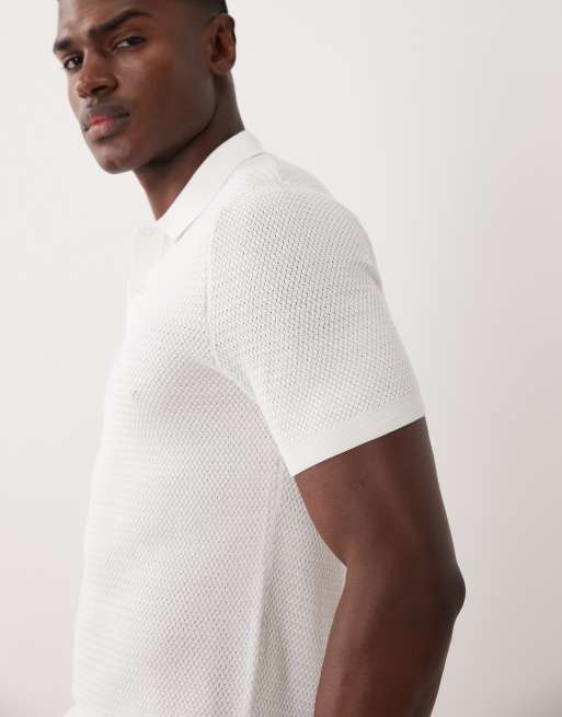 Mango - Polo en maille côtelée - Écru, 5 de 5