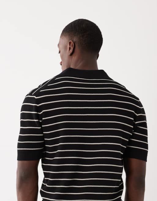 Mango - Polo in maglia nera a righe, 5 di 5