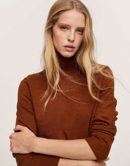 Womens brown clearance polo neck jumper