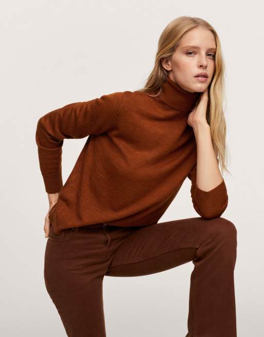 Womens brown hotsell polo neck jumper