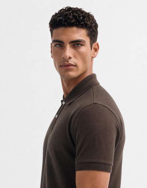 Mango polo neck t-shirt in brown, 9 of 10