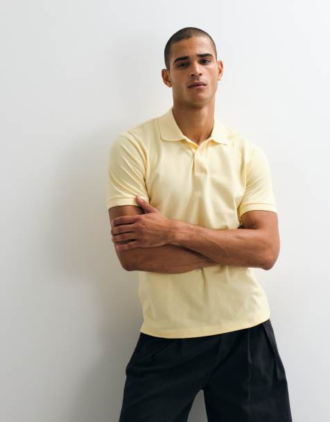 Mango polo neck t-shirt in pastel yellow - view 1