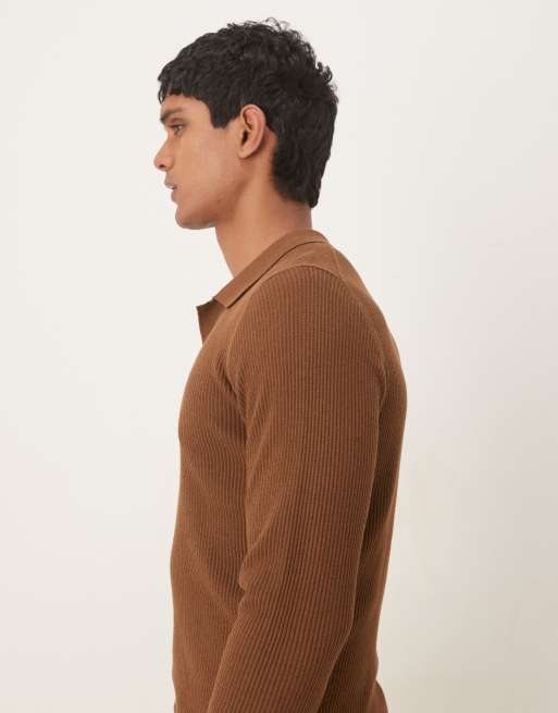 Mango polo shirt in brown, 4 of 5