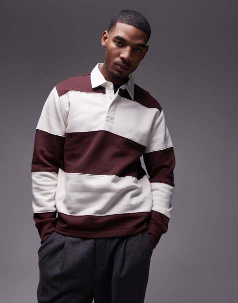Mango - Polo stile rugby a righe bordeaux e bianche - view 1