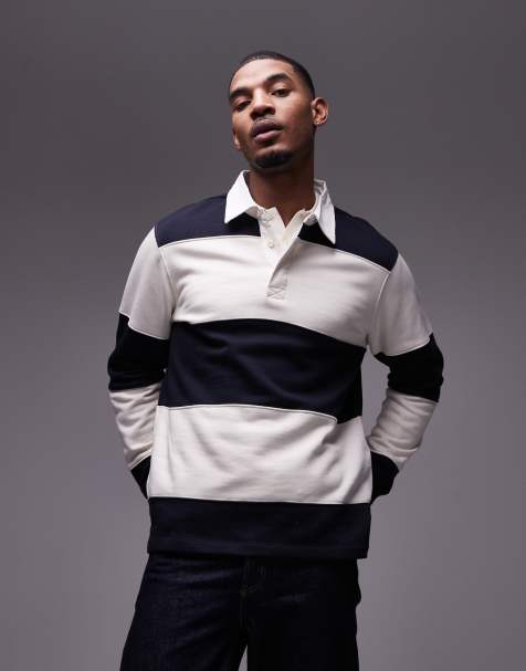 Mango - Polo stile rugby a righe color blu navy e bianco - view 1