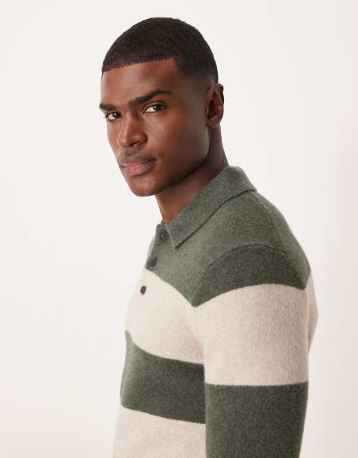 Mango – Polo-Strickpullover in Dunkelgrün gestreift, 4 von 5