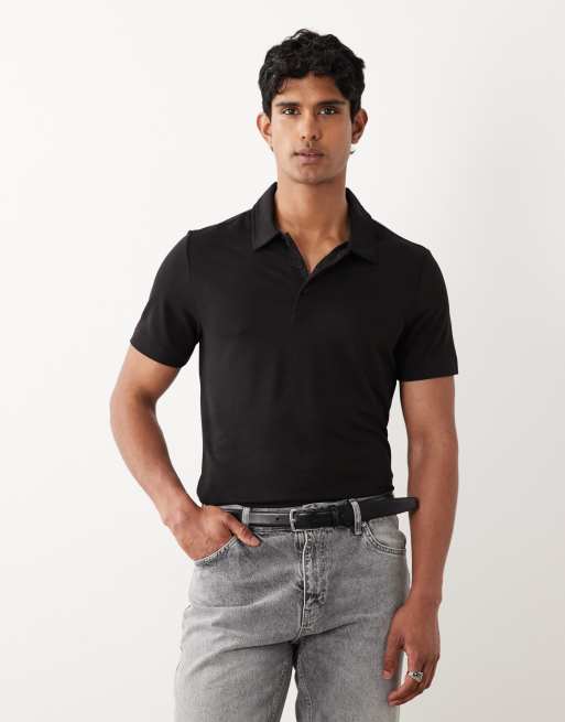Mango polo t-shirt in in black, 2 of 5