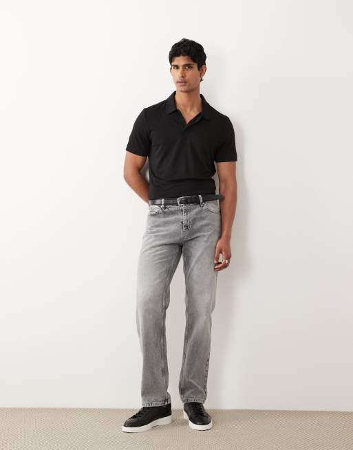 Mango polo t-shirt in in black, 3 of 5