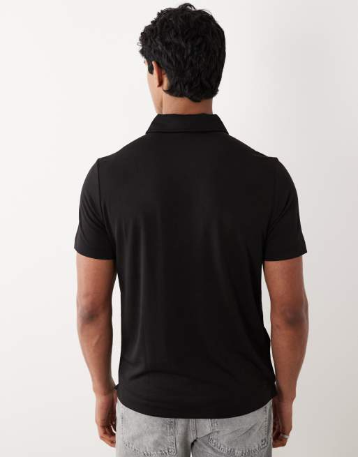 Mango polo t-shirt in in black, 4 of 5