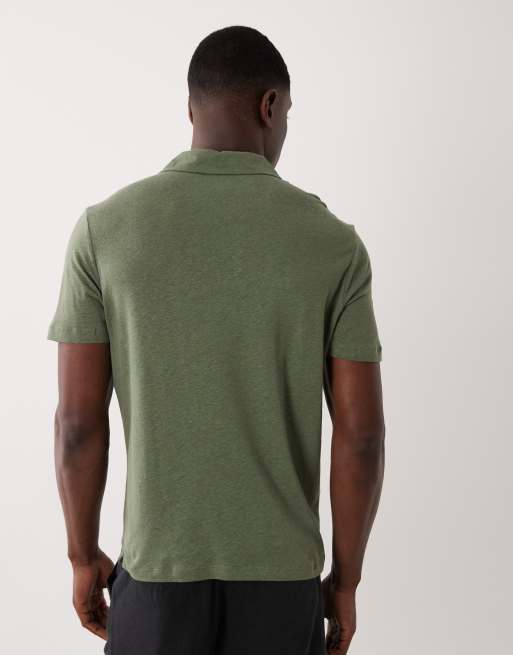 Mango polo T-shirt in olive green, 4 of 5