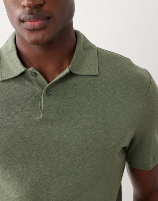 Mango polo T-shirt in olive green, 5 of 5