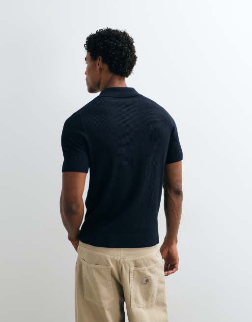 Mango polo top a maniche corte con colletto a rever navy, 5 di 5