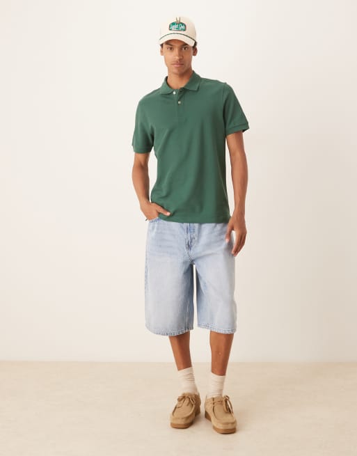 Mango - Polo verde scuro in jersey con rever, 2 di 4