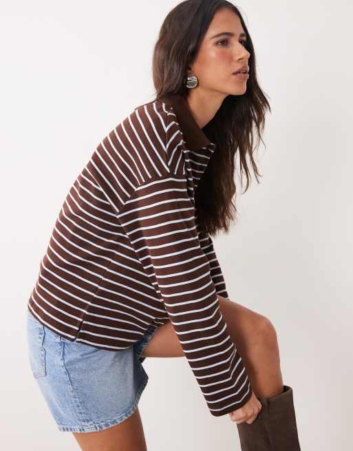 Mango polo w brązowe paski, 2 z 4