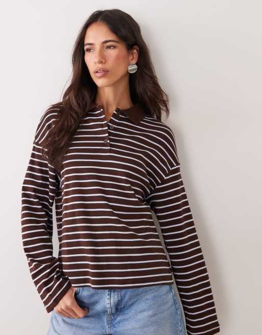 Mango polo w brązowe paski, 3 z 4