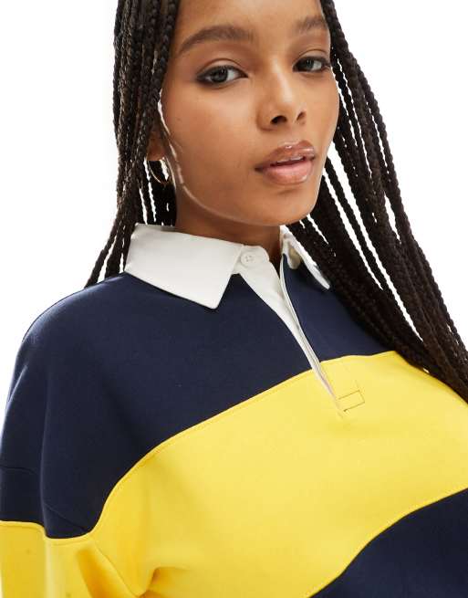 Mango – Polohemd in Pastellgelb und Marineblau, 4 von 4