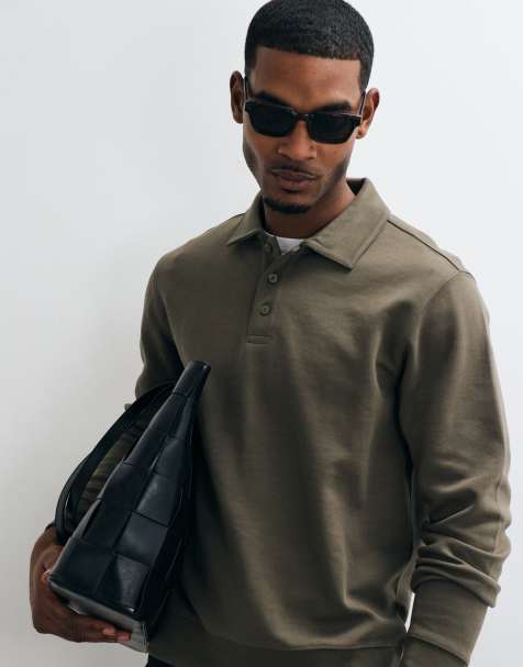 Mango poloshirt met knoopsluiting in kaki - view 1