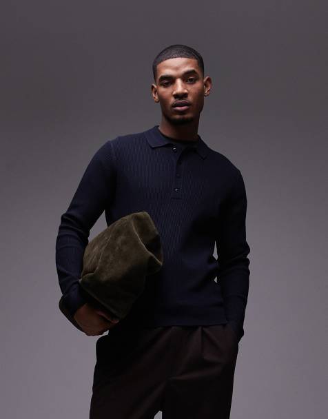 Mango - Polosweatshirt in marineblauw - view 1