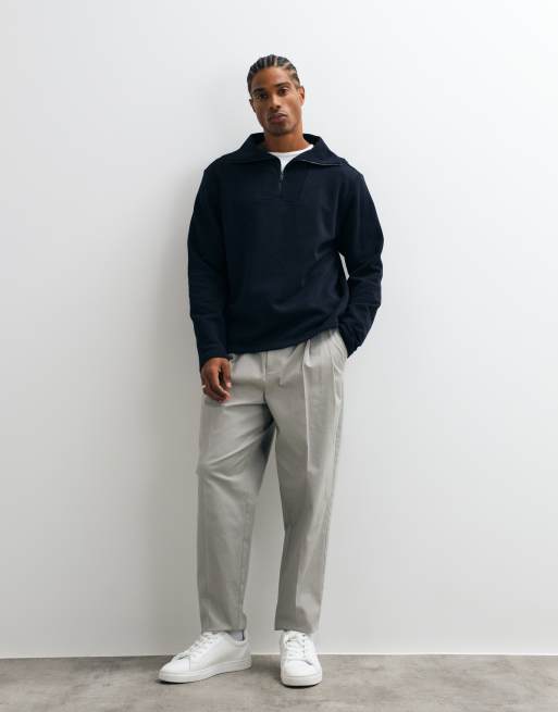 Mango polotop met kwart rits in marineblauw, 2 van 10