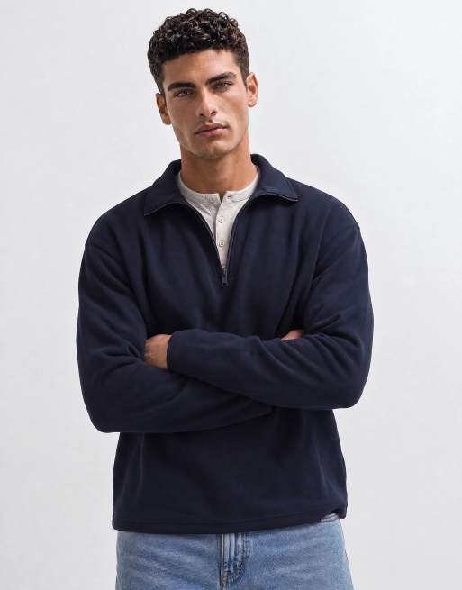 Mango polotop met kwart rits in marineblauw, 6 van 10