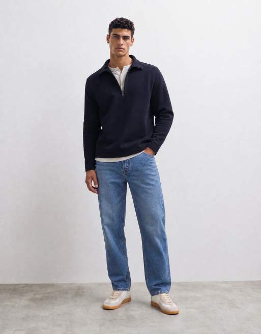 Mango polotop met kwart rits in marineblauw, 8 van 10