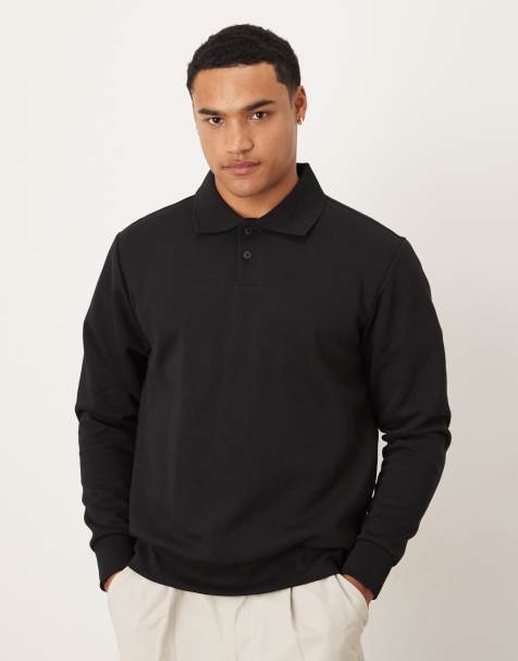 Mango - Polotop van katoenmix met knoopsluiting in zwart - view 1