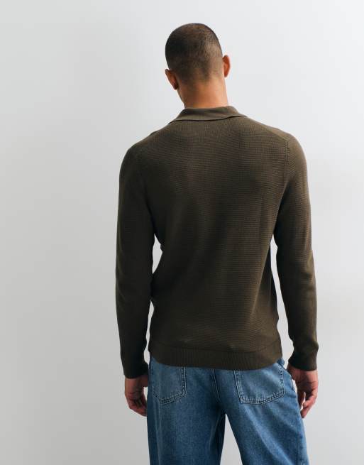 Mango polotröja med knappar i khaki, 4 av 5