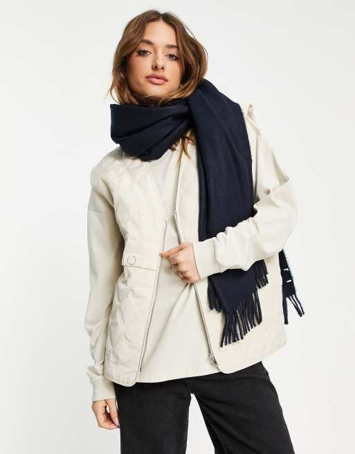 Mango poly fringe scarf in light blue - MBLUE