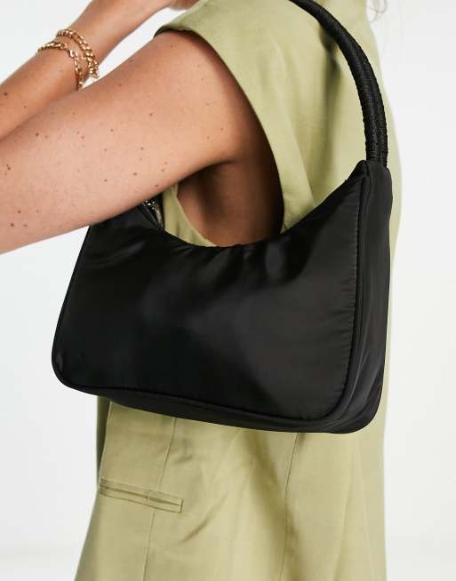 Mango poly shoulder bag in black BLACK