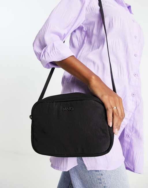 Mango polyamide nora cross body bag in black