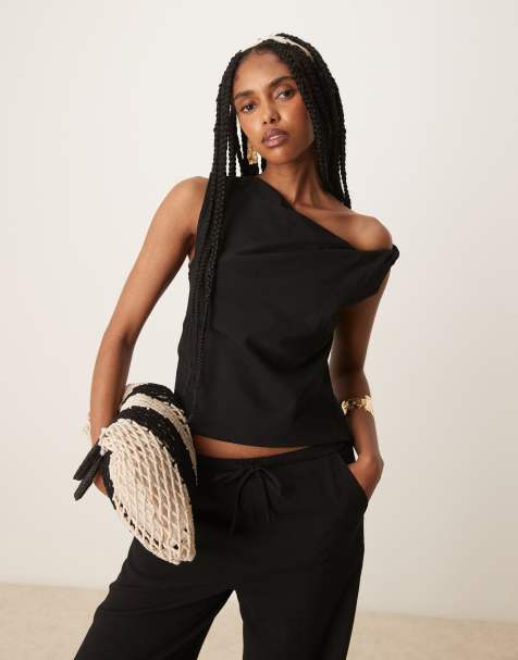 Mango polyamide twist detail top co-ord in black