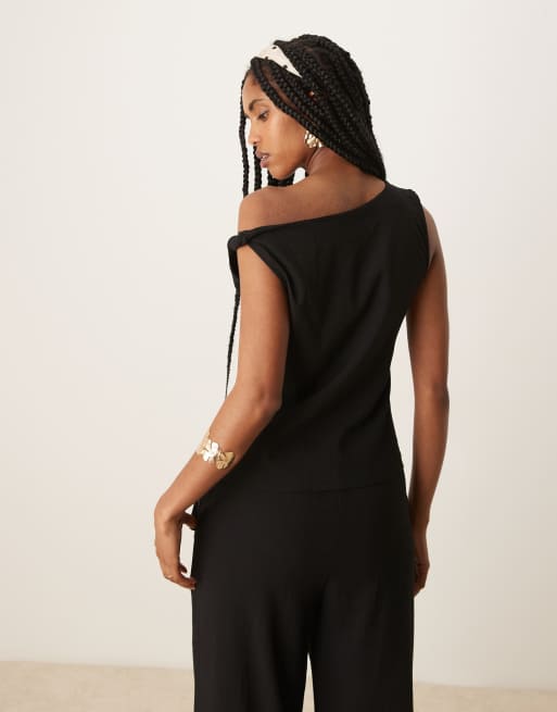 Mango polyamide twist detail top in black - part of a set | ASOS