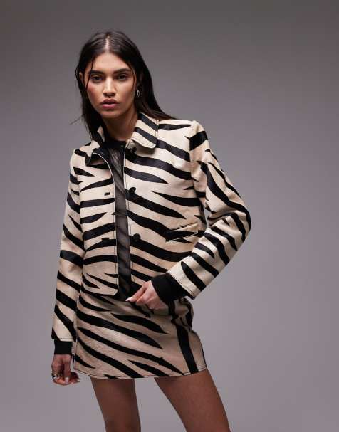 Mango pony hair jacket co-ord in zebra print - view 1
