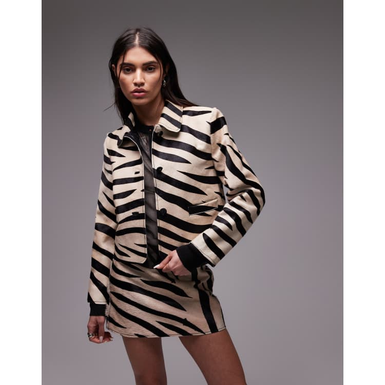 Mango pony hair jacket in zebra print part of a set ASOS