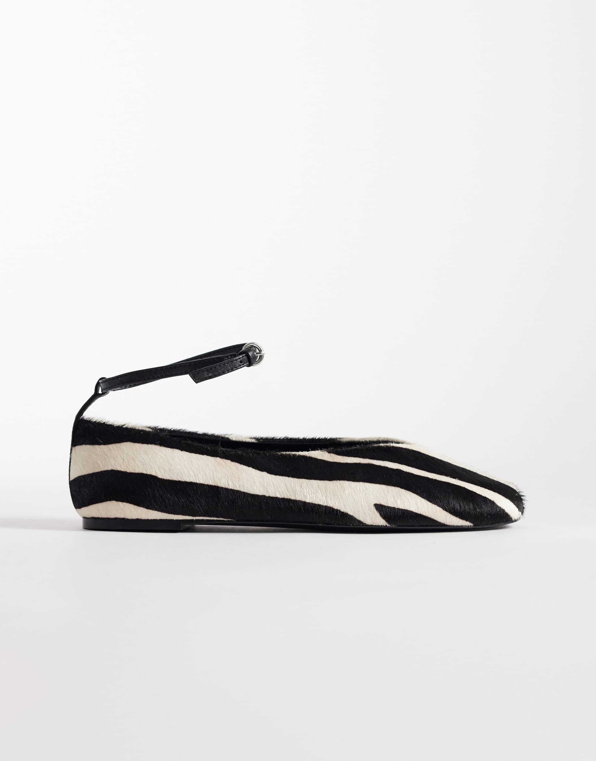 mango pony hair leather pumps in zebra print