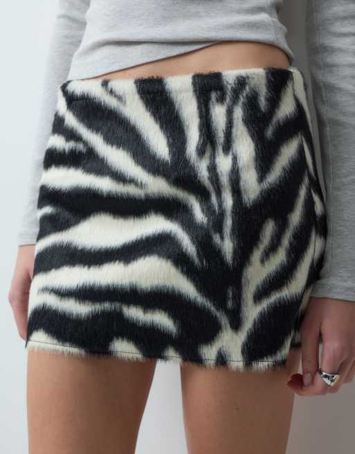 Mango pony hair mini skirt co-ord in zebra print , 2 of 5