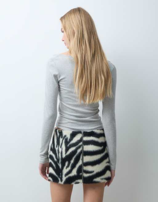 Mango pony hair mini skirt co-ord in zebra print , 5 of 5