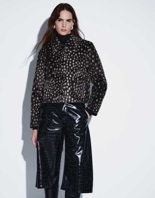Mango pony hair short jacket in deer print , 4 of 4