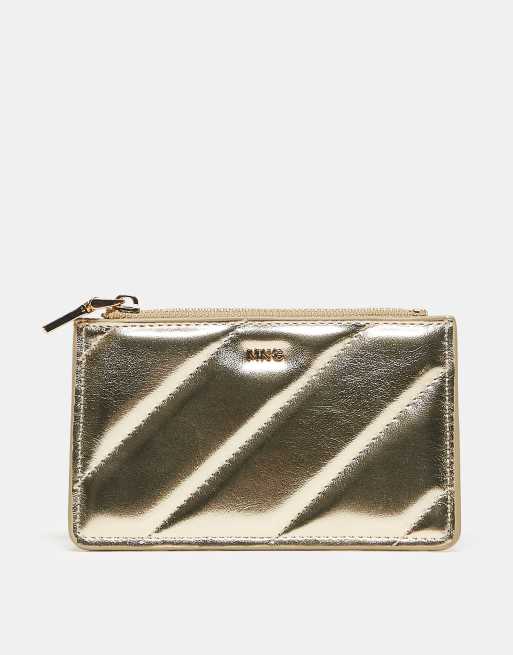 Mango - Portacarte color oro con zip